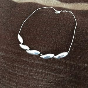 Silver leaf choker necklace